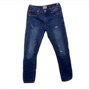Hudson Girl Jeans Skinny crop medium wash low rise distressed Sz 12
